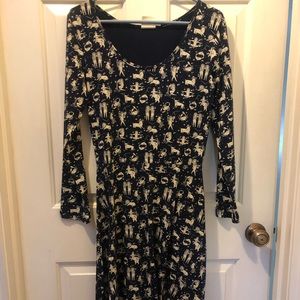 Mata Traders long navy dress with white images of zodiac signs - medium